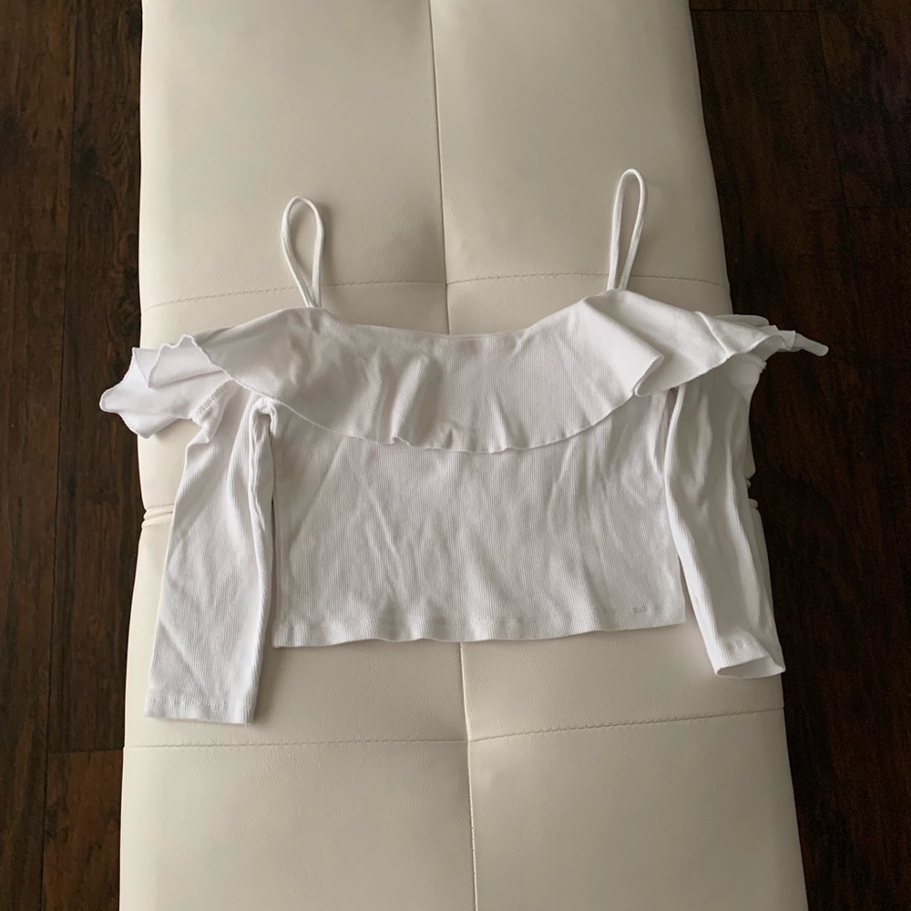 ZARA WHITE FLOWY CROP TOP (SMALL)